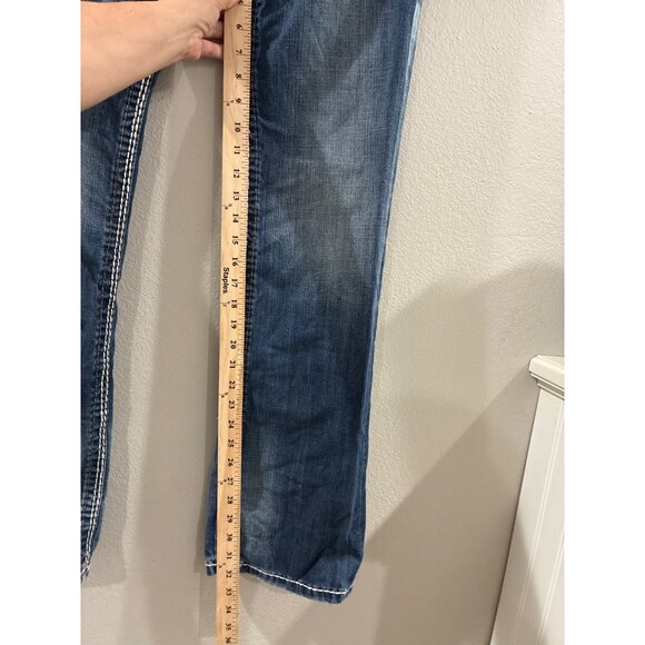 ROCK REVIVAL for BUCKLE RARE DISTRESSED ISAAC SLIM BOOT DENIM JEANS SIZE 31 - Picture 6 of 12